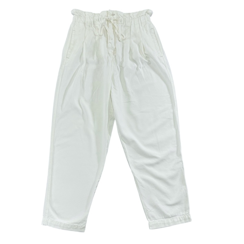 Free People Margate Pleated White Pants Women's Size Medium Paperbag Indie Boho